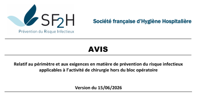 Prévention du risque infectieux applicables à l’activité de chirurgie hors bloc opératoire