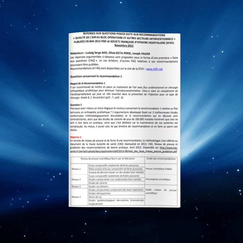 FAQ - Qualité de l'air au bloc opératoire et autres secteurs interventionnels