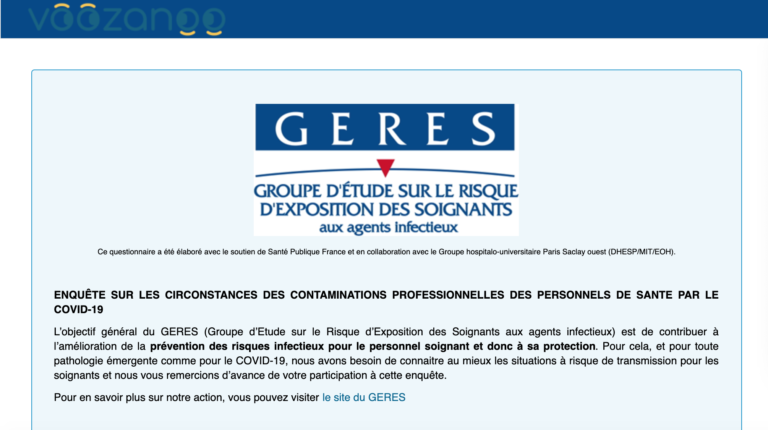 Enquête GERES sur les personnels de santé contaminés par le SARS-CoV-2 (COVID-19)