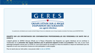 Enquête GERES sur les personnels de santé contaminés par le SARS-CoV-2 (COVID-19)