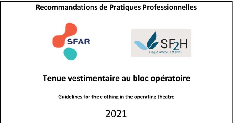 Recommandations de Pratiques Professionnelles Tenue vestimentaire au bloc opératoire